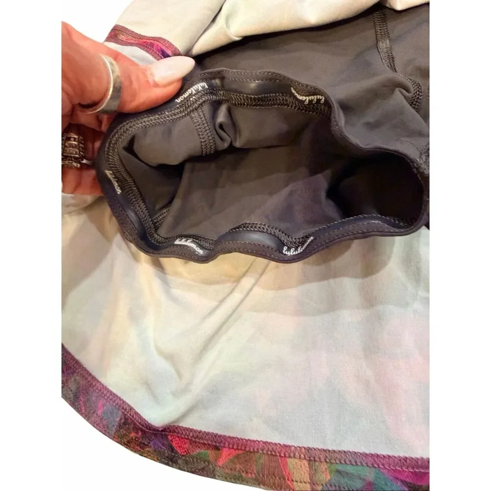 Lululemon Pace Rival Mid-Rise Multicolor Floral Skater Tennis Skirt Size 2
